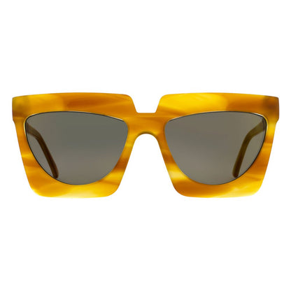 Sunglasses by Andy Wolf for women in acetate and multicolor presents a sumptuous silhouette, featuring yellow coloured frame and rectangle full-rim frame design with non-polarized category-3-dark-tint lens for a sumptuous look.