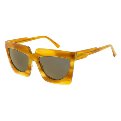 Sunglasses by Andy Wolf for women in multicolor features a sumptuous silhouette, showcasing a sumptuous rectangle full-rim frame design in yellow coloured frame with high-performance non-polarized category-3-dark-tint lens.