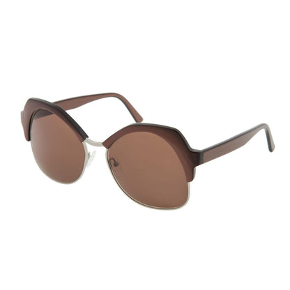 Sunglasses by Andy Wolf for women in acetate and brown featuring an opulent rectangle full-rim frame design with a sophisticated brown coloured frame finish and high-performance non-polarized category-4-very-dark-tint lens.