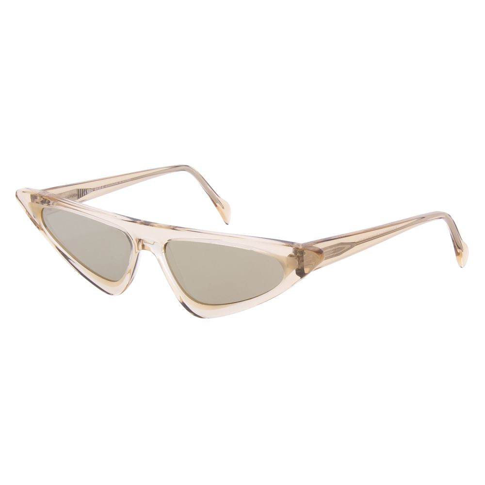 Sunglasses by Andy Wolf for women in acetate beige features an ethereal full-rim cat-eye frame design with beige coloured frame frames and non-polarized category-3-dark-tint lens for a ethereal finish.