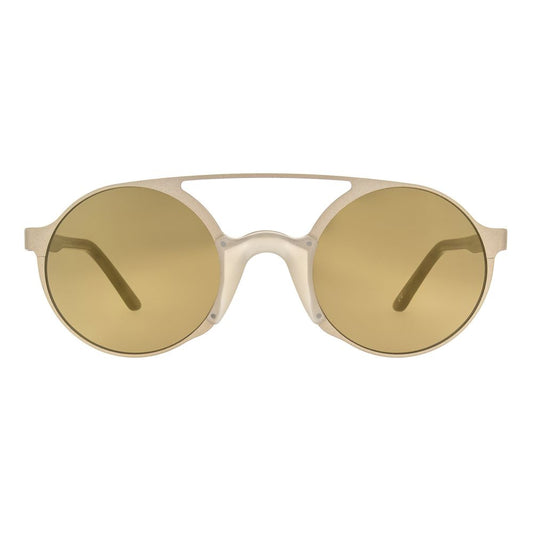 Sunglasses by Andy Wolf for unisex in and gold featuring an opulent full-rim round frame design with a sophisticated gold coloured frame finish and high-performance non-polarized category-3-dark-tint lens.