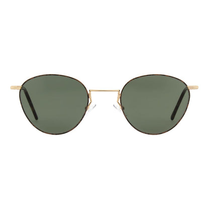 Sunglasses by Andy Wolf for unisex in gold features an ethereal full-rim panto frame design with gold coloured frame frames and non-polarized category-3-dark-tint lens for a ethereal finish.