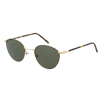 Sunglasses by Andy Wolf for unisex in gold features a sumptuous silhouette, showcasing a sumptuous full-rim panto frame design in gold coloured frame with high-performance non-polarized category-3-dark-tint lens.