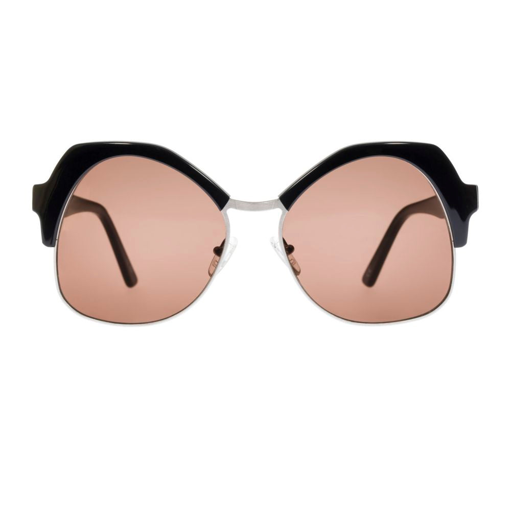 Sunglasses by Andy Wolf for women in black features an ethereal rectangle full-rim frame design with black coloured frame frames and non-polarized category-3-dark-tint lens for a ethereal finish.
