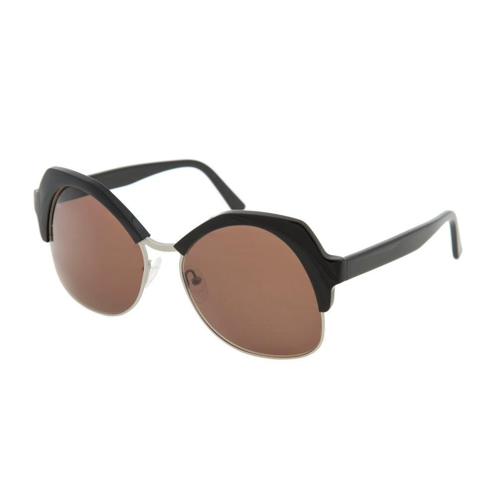 This Sunglasses by Andy Wolf for women in black presents a sumptuous silhouette, showcasing a sumptuous rectangle full-rim frame design in black coloured frame and high-performance non-polarized category-3-dark-tint lens.