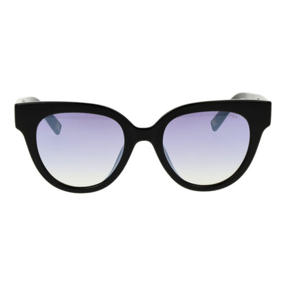 Sunglasses by Fila for women in black features an lustrous full-rim round frame design with black coloured frame detailing and category-2-medium-tint lens for a lustrous aesthetic.