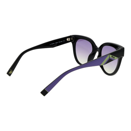 Sunglasses by Fila for women in black features an ethereal full-rim round frame design with black coloured frame frames and category-2-medium-tint lens for a ethereal finish.