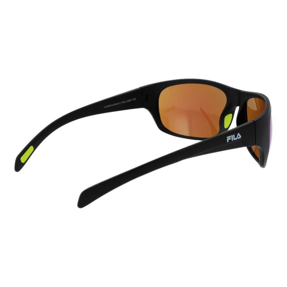 Sunglasses by Fila for men in plastic black showcases a ethereal silhouette, featuring black coloured frame full-rim sport frame design with mirrored category-3-dark-tint lens for a ethereal finish.