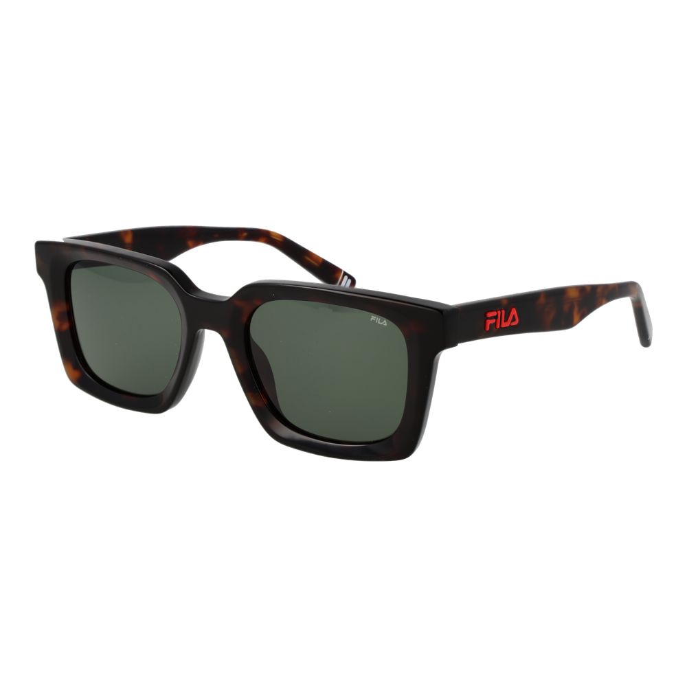This Sunglasses by Fila for men in cellulose acetate brown presents a sumptuous silhouette, showcasing a sumptuous rectangle full-rim frame design in brown coloured frame and high-performance non-polarized category-3-dark-tint lens.