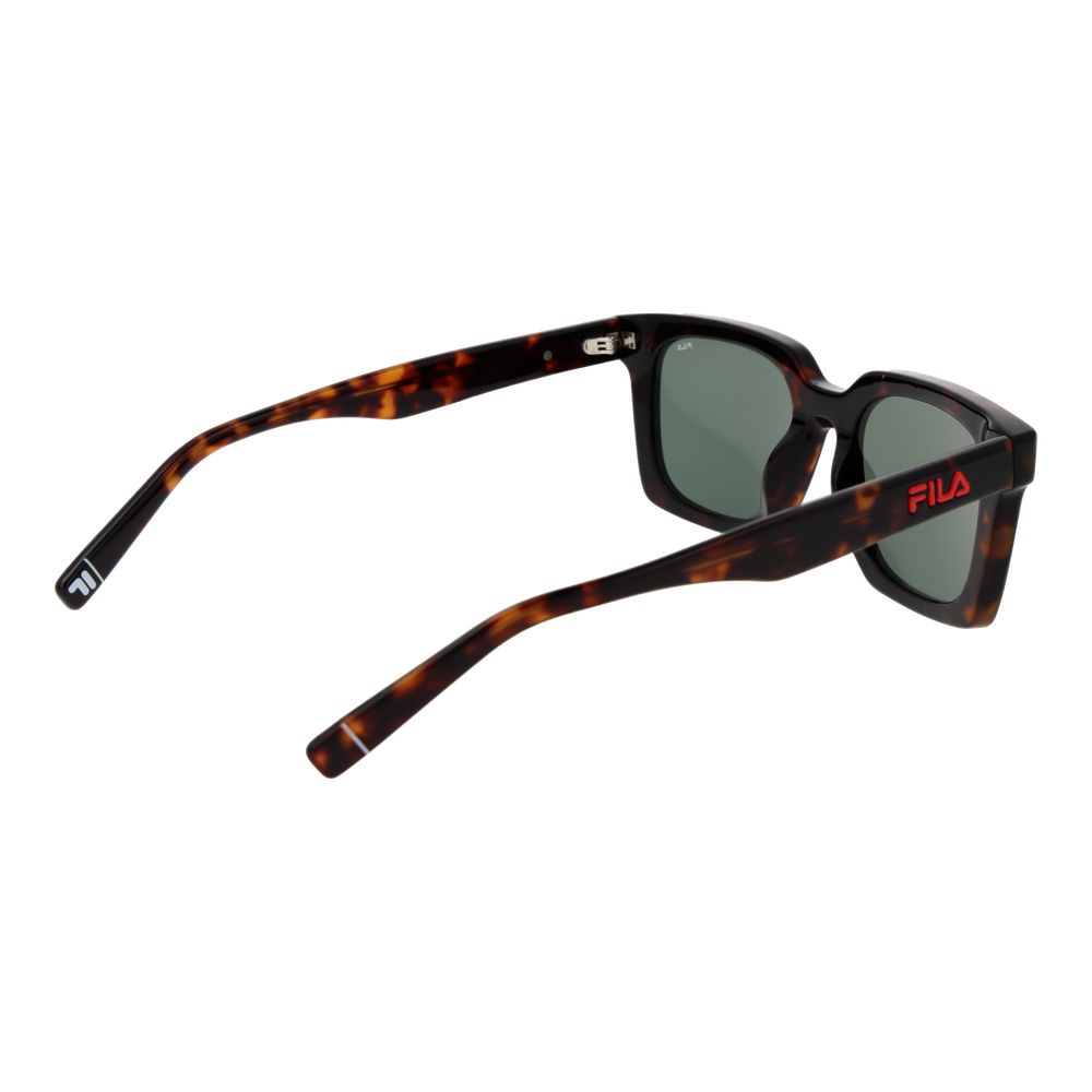 Sunglasses by Fila for men in cellulose acetate brown features an ethereal rectangle full-rim frame design with brown coloured frame frames and non-polarized category-3-dark-tint lens for a ethereal finish.