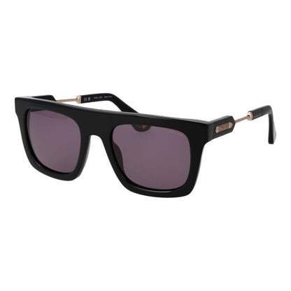 Sunglasses by Police for men in black features an lustrous rectangle full-rim frame design with black coloured frame detailing and non-polarized category-3-dark-tint lens for a lustrous aesthetic.