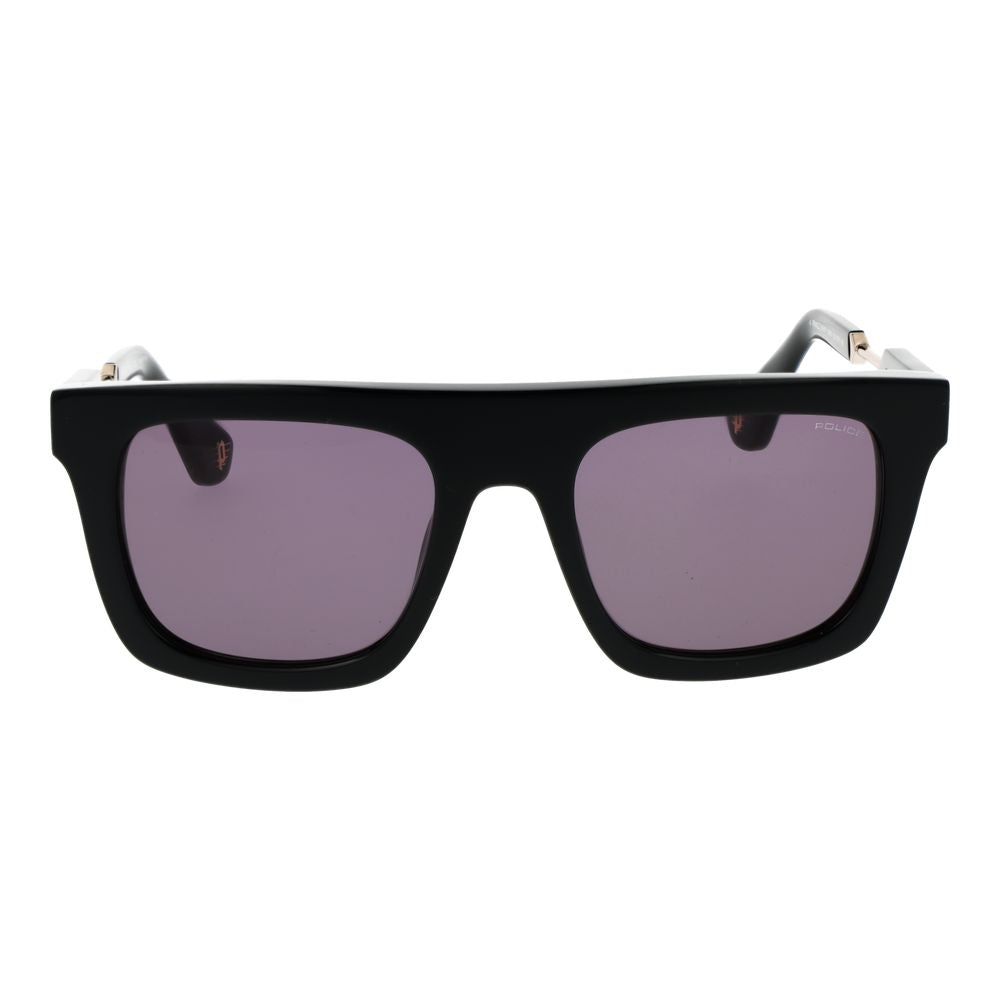 Sunglasses by Police for men in black showcases a ethereal silhouette, featuring black coloured frame rectangle full-rim frame design with non-polarized category-3-dark-tint lens for a ethereal finish.