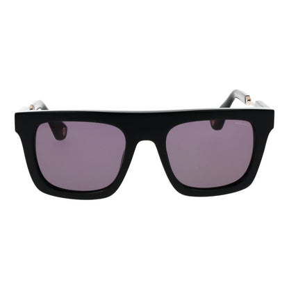 Sunglasses by Police for men in black showcases a ethereal silhouette, featuring black coloured frame rectangle full-rim frame design with non-polarized category-3-dark-tint lens for a ethereal finish.