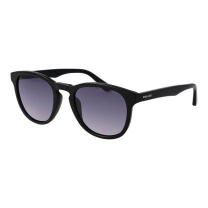 Sunglasses by Police for unisex in cellulose acetate black features a sumptuous silhouette, showcasing a sumptuous full-rim round frame design in black coloured frame with high-performance gradient category-2-medium-tint lens.