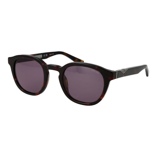Sunglasses by Police for men in cellulose acetate brown features an ethereal full-rim panto frame design with brown coloured frame frames and non-polarized category-3-dark-tint lens for a ethereal finish.
