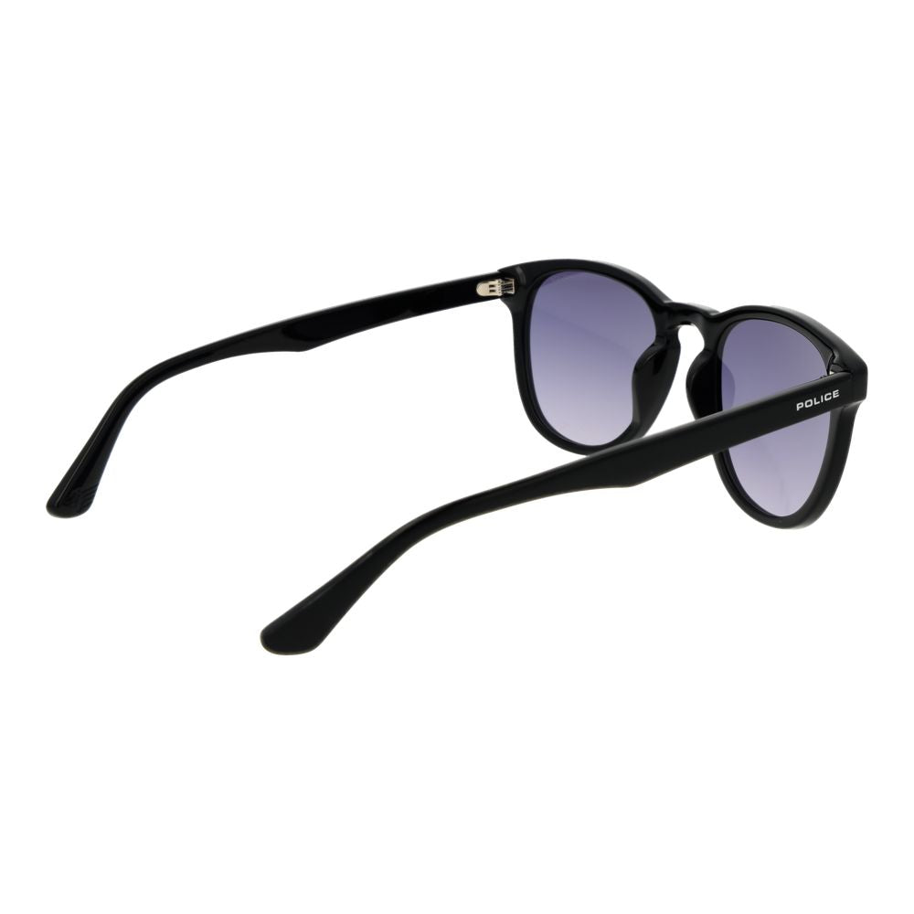 Sunglasses by Police for unisex in cellulose acetate and black featuring an opulent full-rim round frame design with a sophisticated black coloured frame finish and high-performance gradient category-2-medium-tint lens.