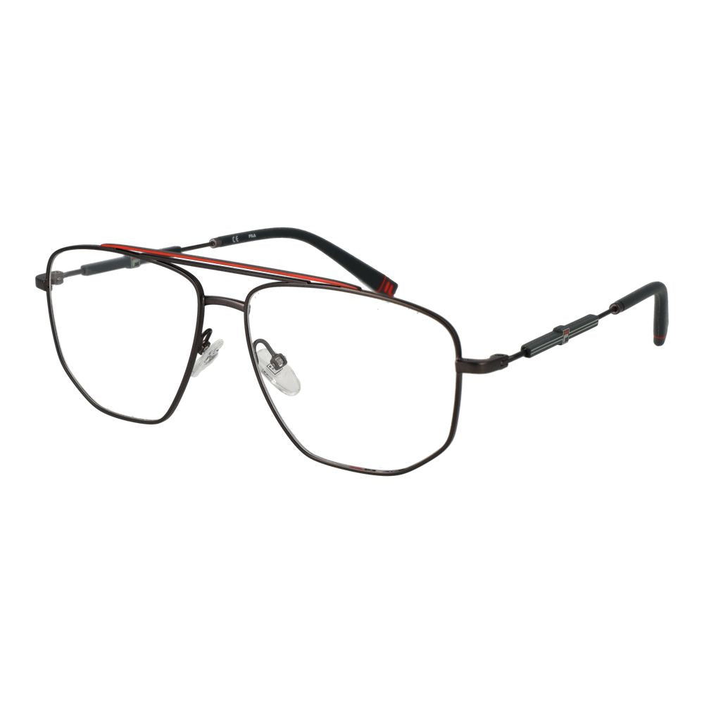 Eyeglasses Frames by Fila for men in stainless steel gray features a refined silhouette, showcasing a refined gunmetal coloured frame and full-frame frame design for a sophisticated, premium look.