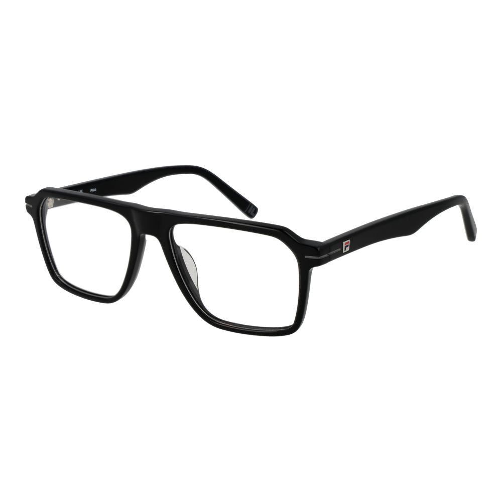 Eyeglasses Frames by Fila for men in cellulose acetate black features an refined silhouette, showcasing the refined black coloured frame and sophisticated full-frame frame design.