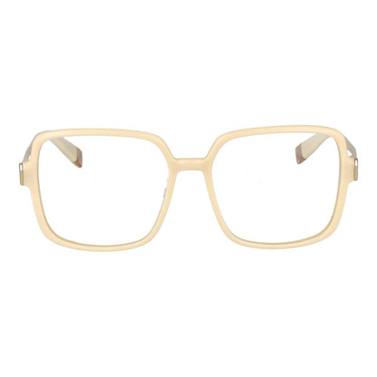 Eyeglasses Frames by Furla for women in cellulose acetate beige showcases a reflective silhouette, artfully incorporating a sophisticated cream coloured frame with a distinct full-frame frame design.