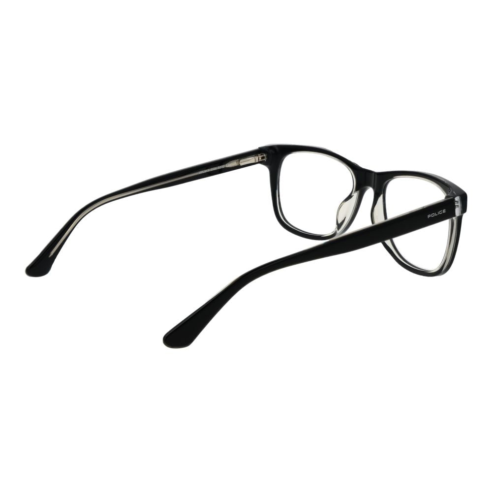 Eyeglasses Frames by Police for men in cellulose acetate black showcases a reflective silhouette, artfully incorporating a sophisticated black coloured frame with a distinct full-frame frame design.