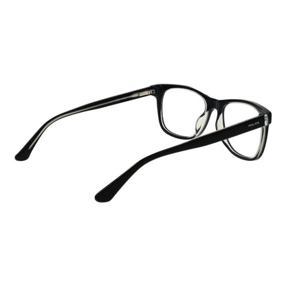 Eyeglasses Frames by Police for men in cellulose acetate black showcases a reflective silhouette, artfully incorporating a sophisticated black coloured frame with a distinct full-frame frame design.