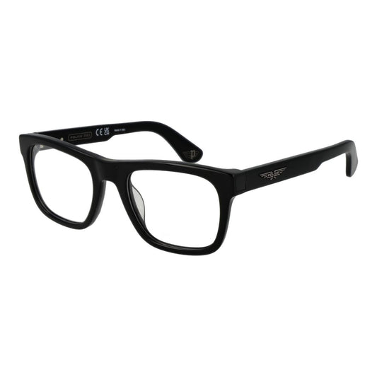 Eyeglasses Frames by Police for men in cellulose acetate and black showcases a refined silhouette, detailed with a black coloured frame finish and a sophisticated full-frame frame design.