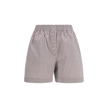 Bermuda Shorts by Brunello Cucinelli for women in cotton & silk multicolor, patterned & striped presents a contemporary silhouette, showcasing a contemporary relaxed-fit & regular-fit with a refined short and elegant .