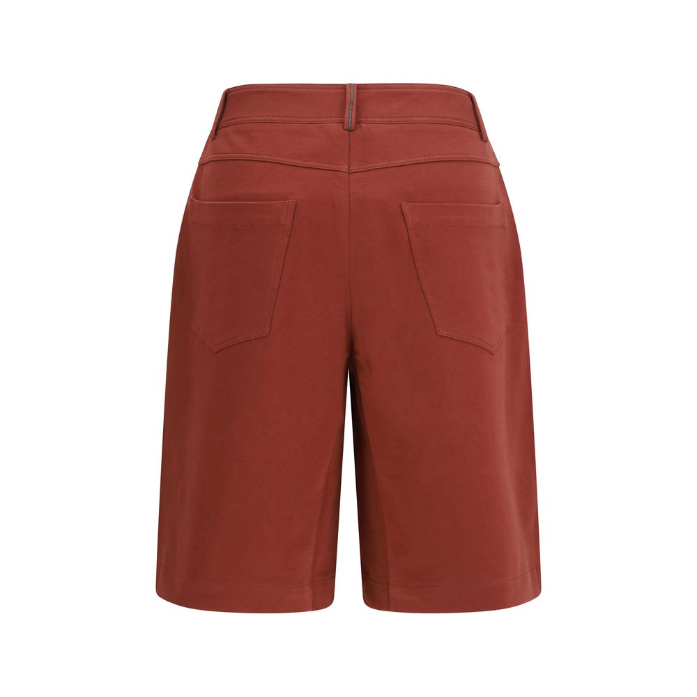 Bermuda Shorts by Brunello Cucinelli for women in stretch cotton multicolor features a sartorial silhouette, showcasing a sartorial regular-fit and short with a sophisticated for a sartorial look.