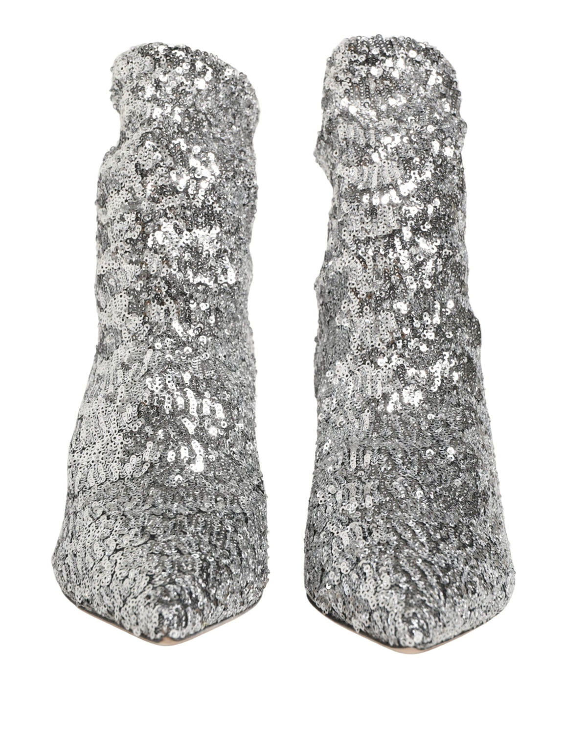 Dolce & Gabbana Women's Polyester & Calf Leather Ankle Mid-Calf Short Boots - Silver