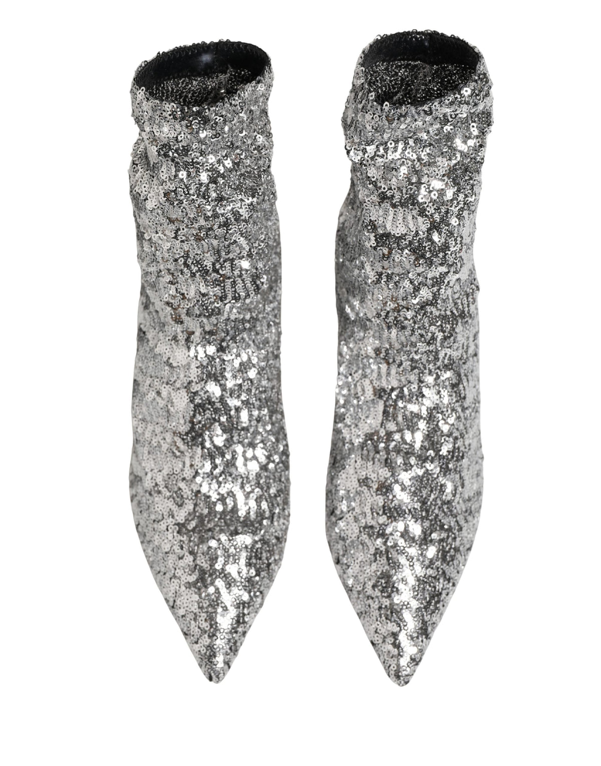Dolce & Gabbana Women's Polyester & Calf Leather Ankle Mid-Calf Short Boots - Silver