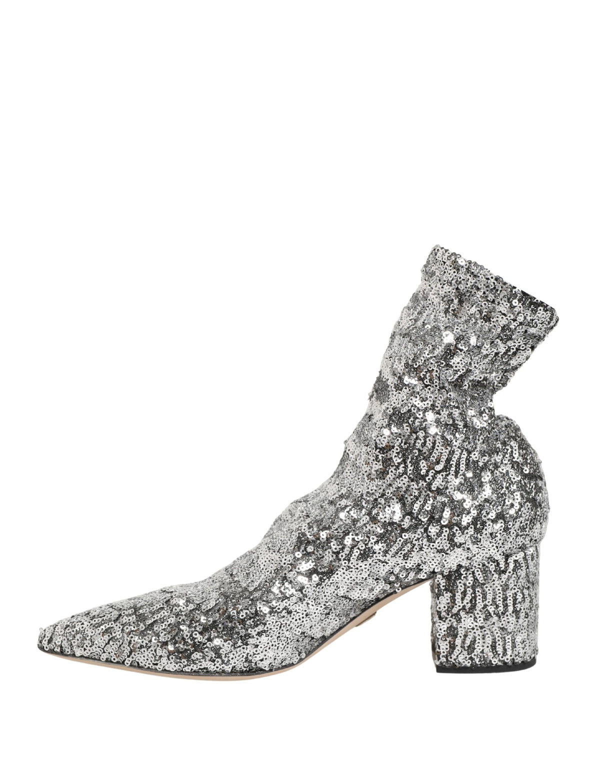Dolce & Gabbana Women's Polyester & Calf Leather Ankle Mid-Calf Short Boots - Silver