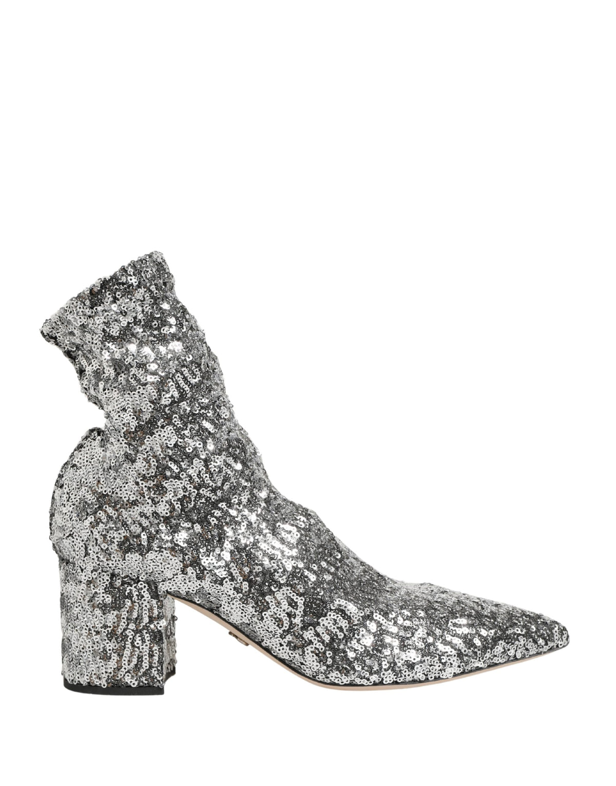 Dolce & Gabbana Women's Polyester & Calf Leather Ankle Mid-Calf Short Boots - Silver