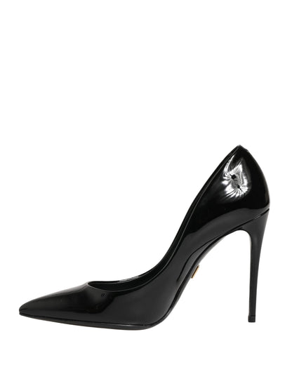Dolce & Gabbana Black Calf Leather Stiletto Heels Pumps Shoes