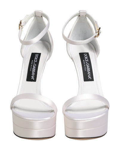 Dolce & Gabbana Women's Leather Platform Stiletto Ankle Strap Sandals - White