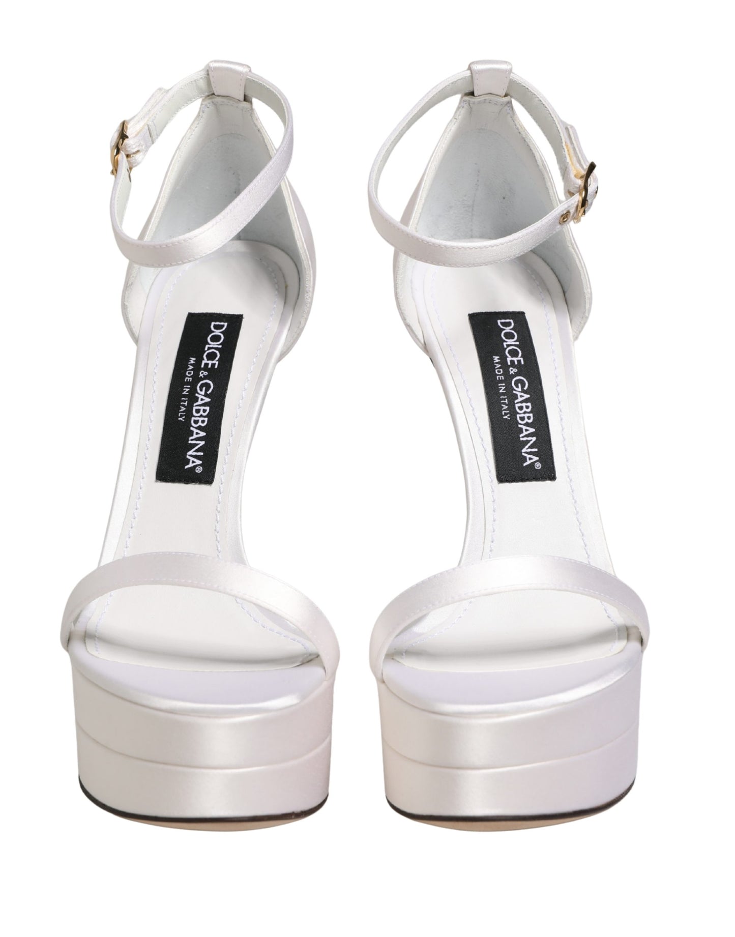 Dolce & Gabbana White Platform Ankle Strap Sandals Shoes