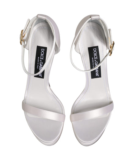 Dolce & Gabbana Women's Leather Platform Stiletto Ankle Strap Sandals - White
