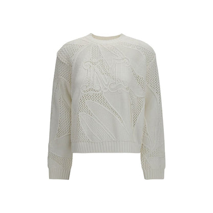 Sweatshirt by Max Mara for women in cotton white & patterned presents a smart casual silhouette, featuring a smart casual and long-sleeve for a sophisticated look.