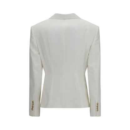 Blazer by Dolce & Gabbana for women in cotton & silk white showcases a discerning silhouette, elegantly detailed with a sophisticated and premium for a truly discerning finish.