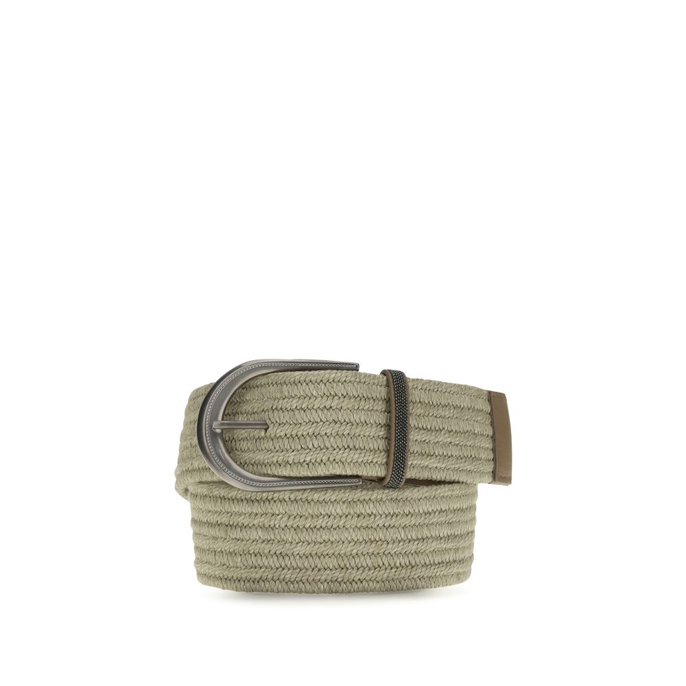 Belt by Brunello Cucinelli for women in viscose linen beige & natural features an artisanal silhouette, showcasing the artisanal craftsmanship of the Monile Viscose Linen Belt collection for a artisanal finish.
