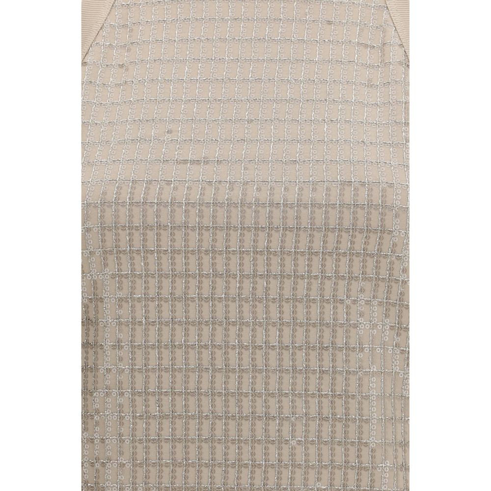 T-Shirt by Brunello Cucinelli for women in stretch cotton beige showcases a unassuming silhouette, artfully detailed with a refined and unassuming for a sophisticated, contemporary look.