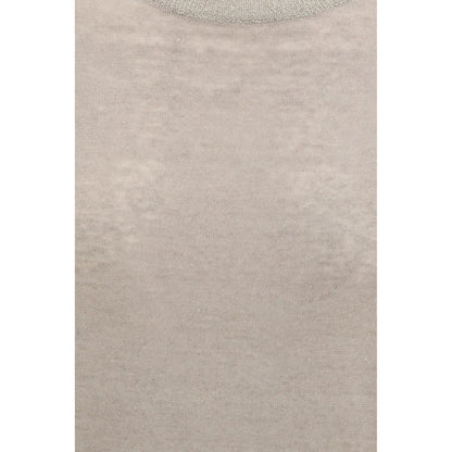 T-Shirt by Brunello Cucinelli for women in linen & polyamide beige showcases a chic silhouette, artfully detailed with a chic and for a chic finish.