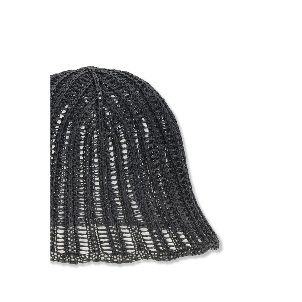 Hat by Brunello Cucinelli for women in raffia black features a ethereal silhouette, showcasing the ethereal design of this Raffia Hat for a sophisticated, premium look.