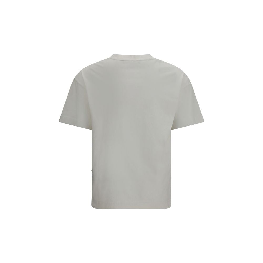 T-Shirt by Palm Angels for men in polyamide cotton white & print showcases a dramatic silhouette, elegantly detailed with a dramatic and for a truly dramatic finish.