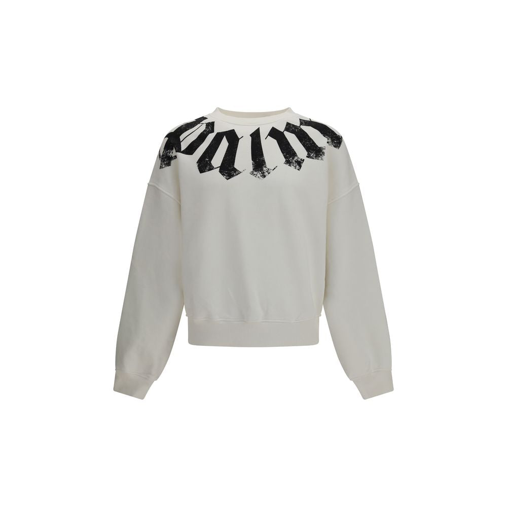 Sweatshirt by Palm Angels for men in stretch cotton white, signature & print presents a smart casual silhouette, featuring a smart casual and for a sophisticated look.