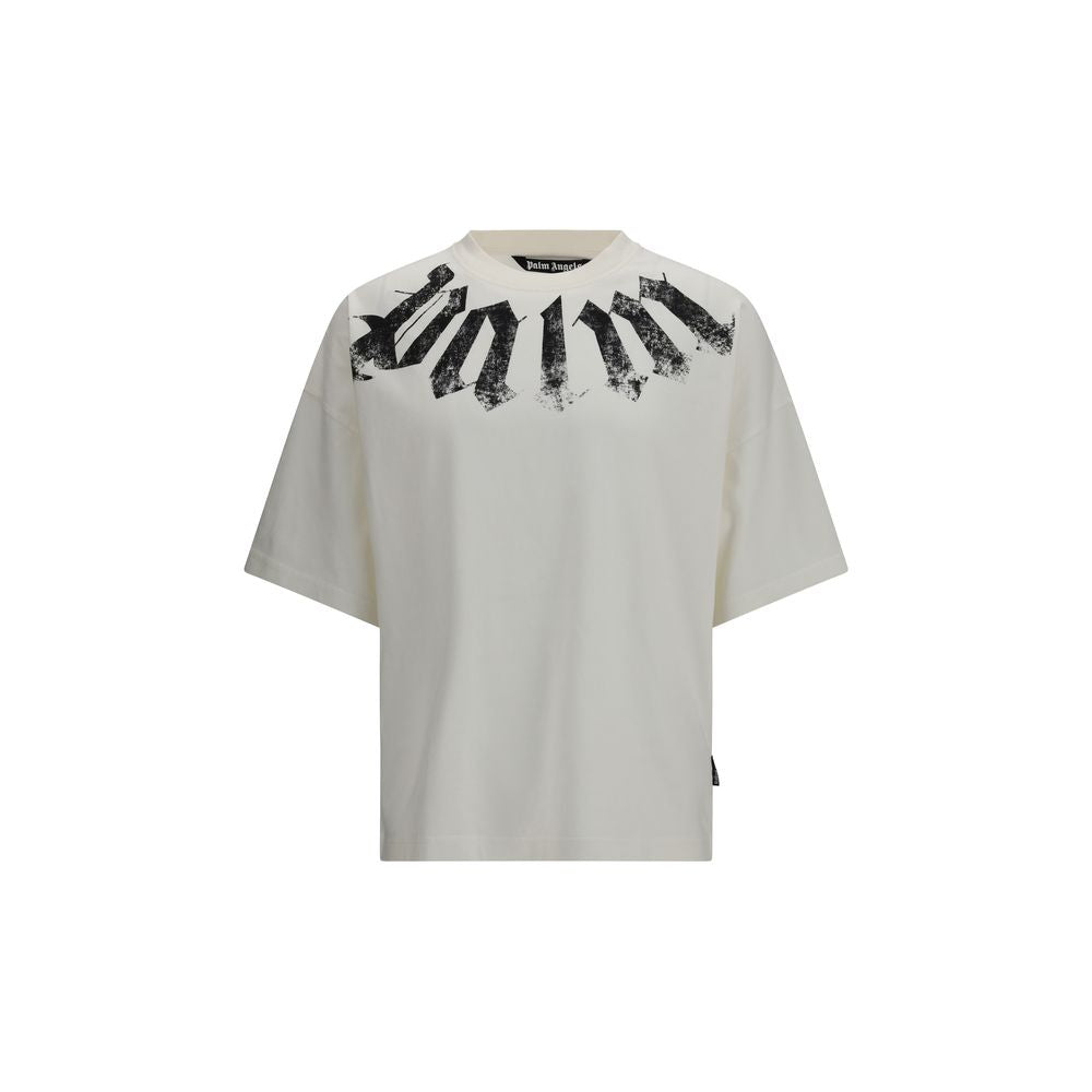 T-Shirt by Palm Angels for men in cotton white & print features an edgy silhouette, meticulously detailed with a sophisticated and for a truly edgy finish.