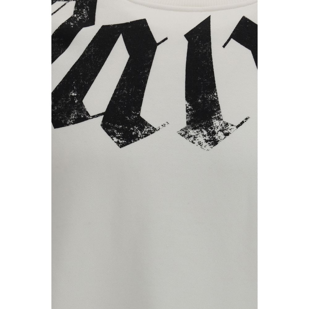 Sweatshirt by Palm Angels for men in stretch cotton white, signature & print features an provocated silhouette, detailed with a provocated and a refined for a sophisticated aesthetic.