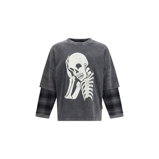 Shirt by Palm Angels for men in stretch cotton black & print features an architectural silhouette with a refined long-sleeve and elegant for a architectural look.