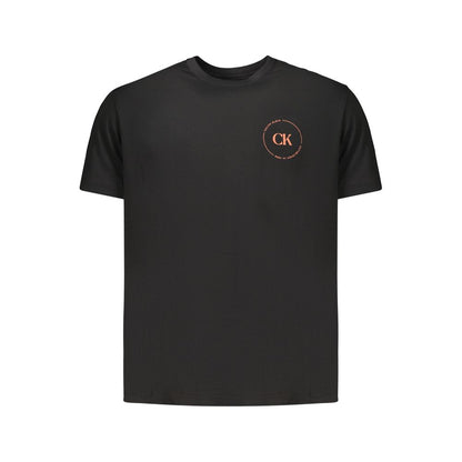 T-Shirt by Calvin Klein for men in cotton black showcases a fashionable silhouette, elegantly detailed with a fashionable and for a sophisticated, high-fashion look.