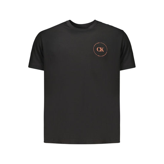 T-Shirt by Calvin Klein for men in cotton black showcases a fashionable silhouette, elegantly detailed with a fashionable and for a sophisticated, high-fashion look.