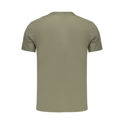 T-Shirt by Calvin Klein for men in cotton green showcases a dramatic silhouette, elegantly detailed with a dramatic and for a truly dramatic finish.